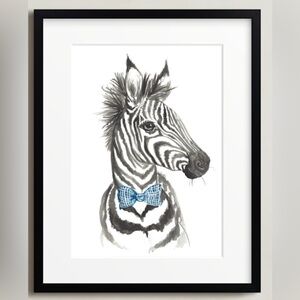 Dapper Zebra with Blue Bow Tie Wall Art